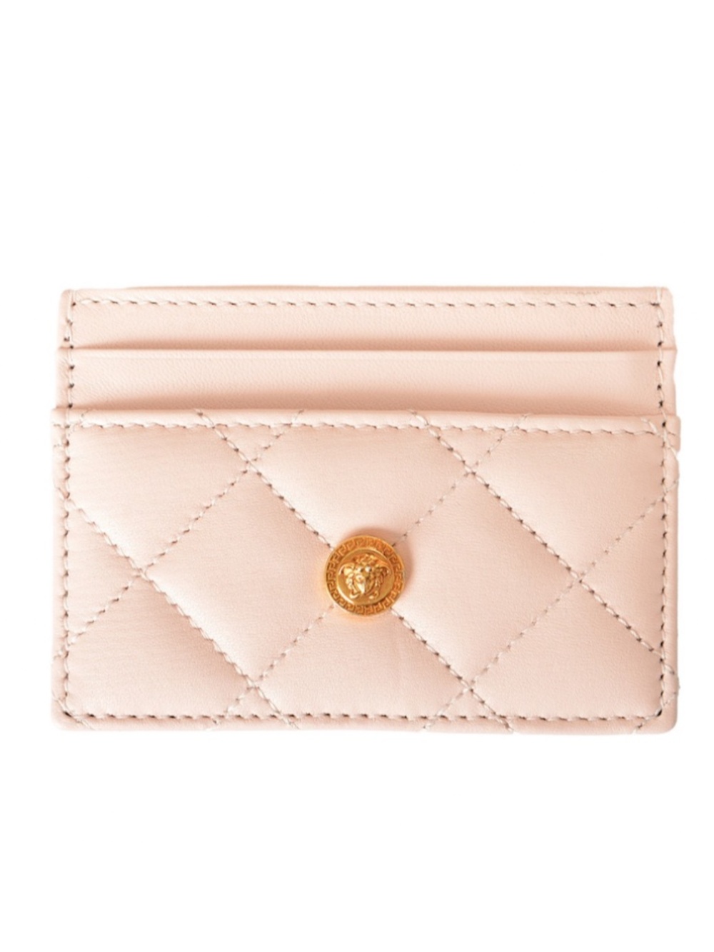 Versace Medusa Quilted Leather Card Holder in Blush